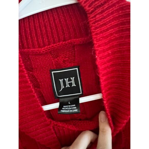 JH Jessica Howard Sweater Dress Womens Large Cable Knit Fit & Flare Red Holidays - Picture 3 of 8